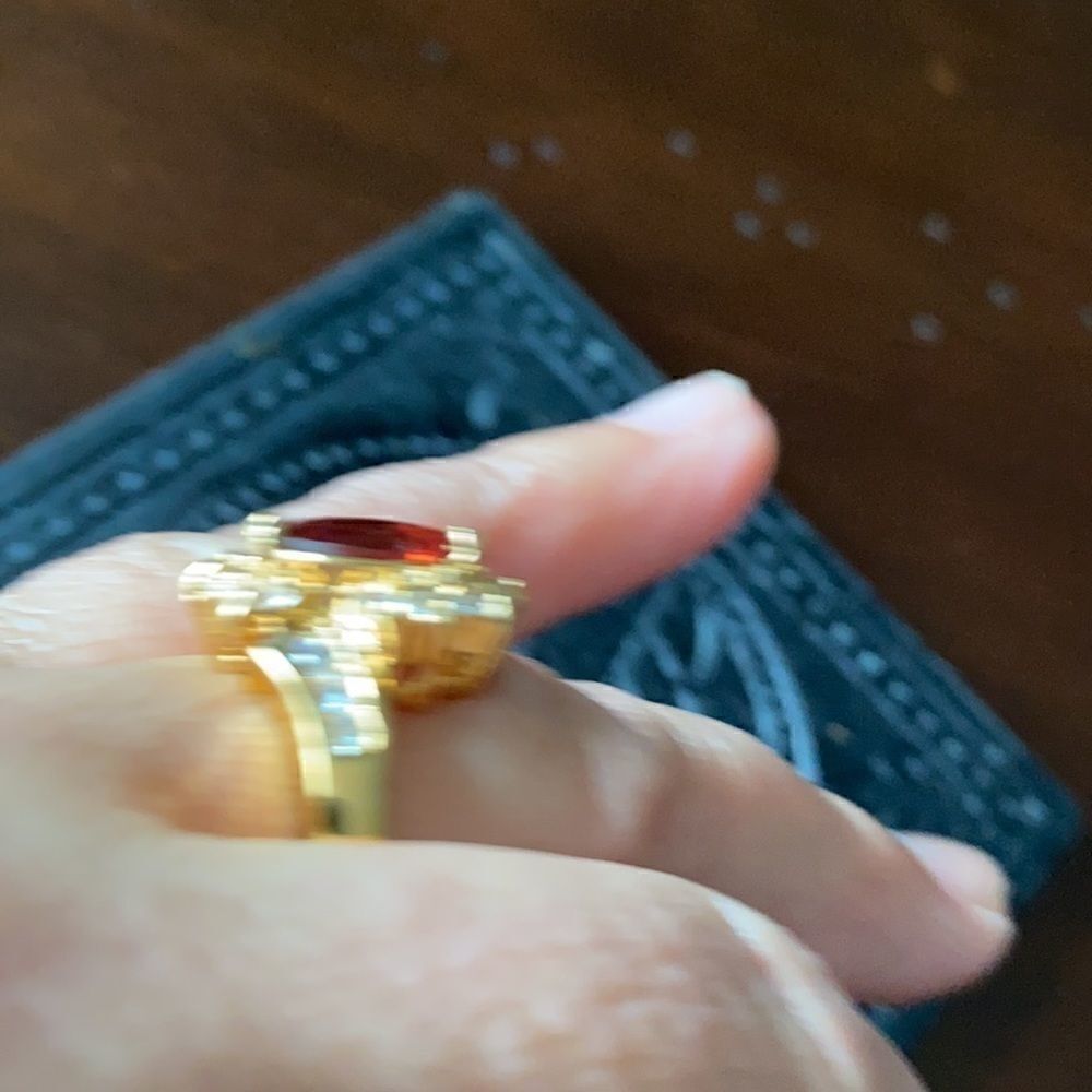 New Faux Ruby &Diamond Gold Ring Size9 - image 6